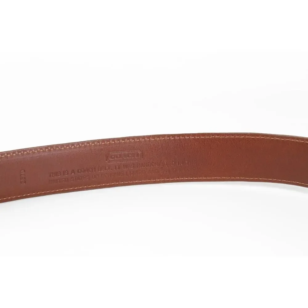 Coach Vintage Cognac Brown Lizard Embossed Leather Belt Brass Buckle Size 36 90